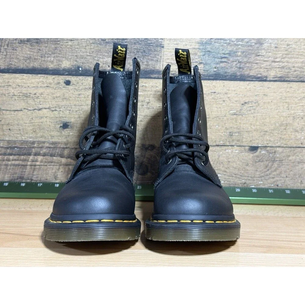 NEW-Dr Martens 11821 1460 Smooth Black Leather Combat Womens Boots Sz 6 Doc